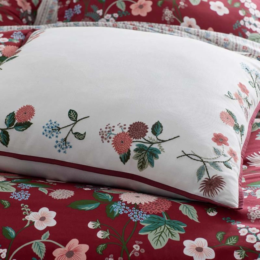Dahlia Decorative Square Pillow Cover - Ivory, 26 in. x 26 in.,Cream Multi